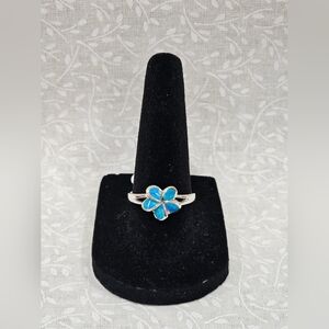 Sterling Silver Blue Opal Gemstone Ring Size 7 
